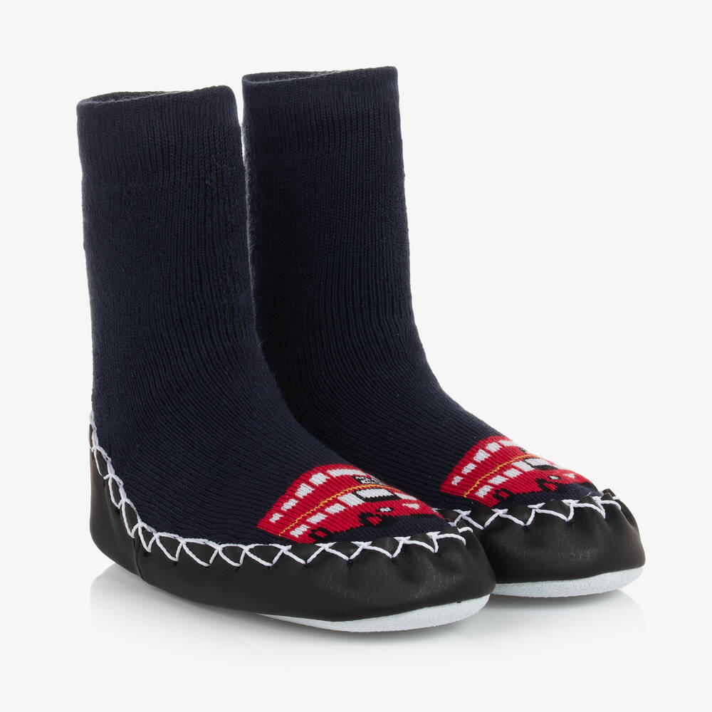 Moccis - Navy Blue Indoor Slipper Shoes | Childrensalon