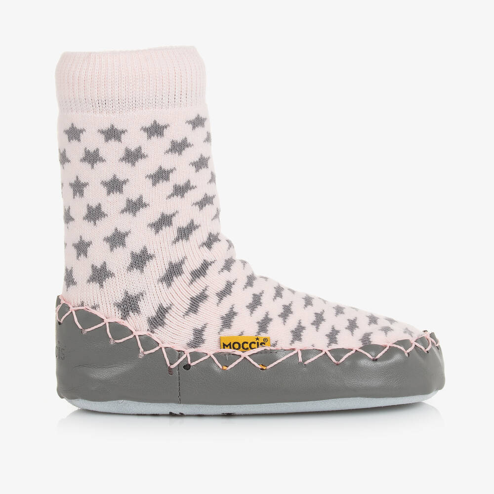 Moccis-Розово-серые тапочки-носки | Childrensalon Outlet