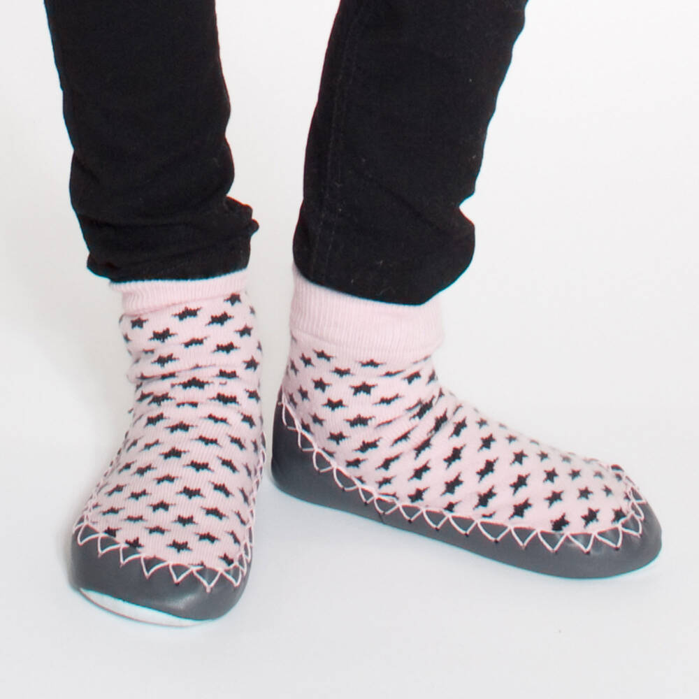 Moccis-Розово-серые тапочки-носки | Childrensalon Outlet