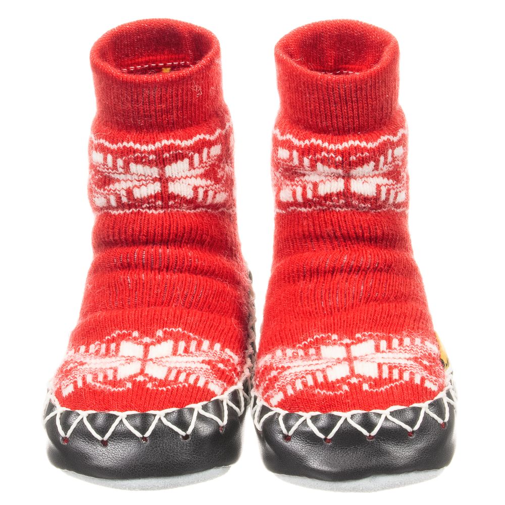 Moccis-Red Wool Slipper Socks | Childrensalon Outlet