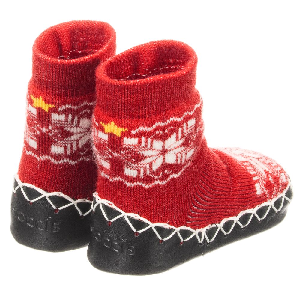 Moccis-Red Wool Slipper Socks | Childrensalon Outlet