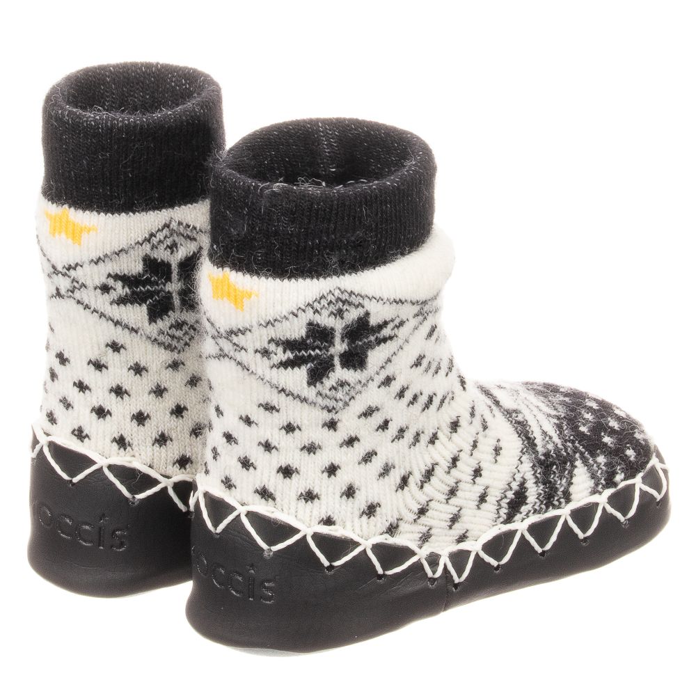 Moccis-Черно-белые шерстяные тапочки-носки | Childrensalon Outlet