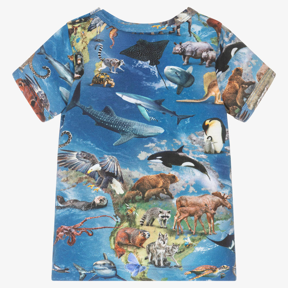 Molo-تيشيرت قطن عضوي جيرسي لون أزرق للمواليد | Childrensalon Outlet