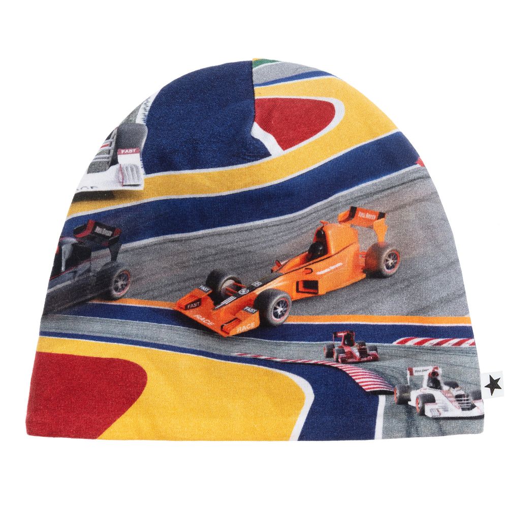 Molo-قبعة قطن عضوي لون أزرق وأصفر للمواليد | Childrensalon Outlet