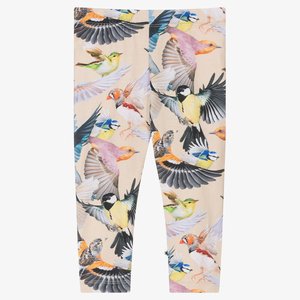 Molo - Baby Girls Beige Bird Leggings | Childrensalon