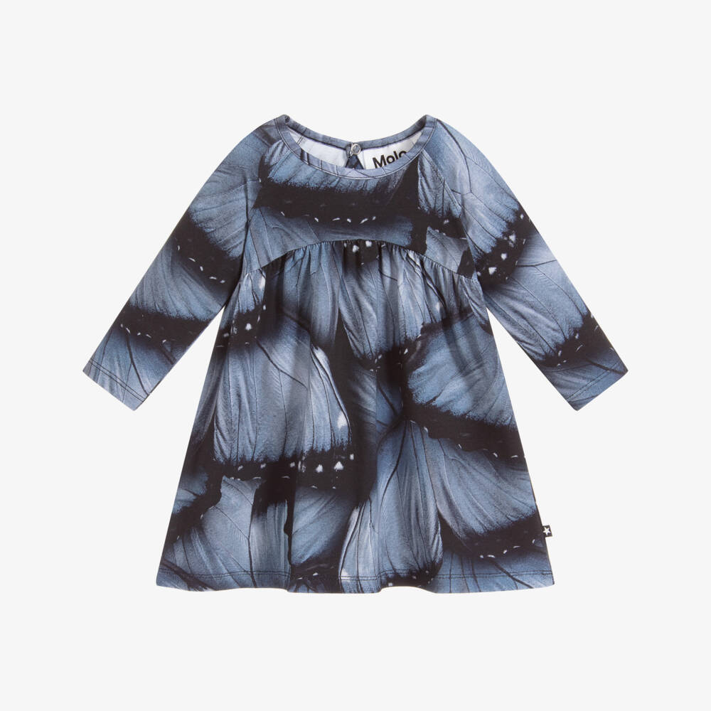 Molo-فستان قطن جيرسي لون أزرق وأسود للمولودات | Childrensalon Outlet