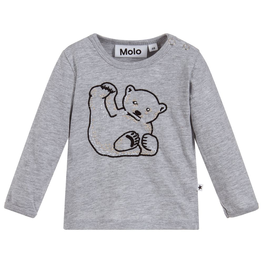 Molo - توب قطن لون رمادي للمولودات | Childrensalon
