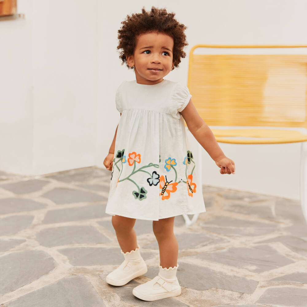 Molo-Кремовое платье с цветочным узором для девочек | Childrensalon Outlet