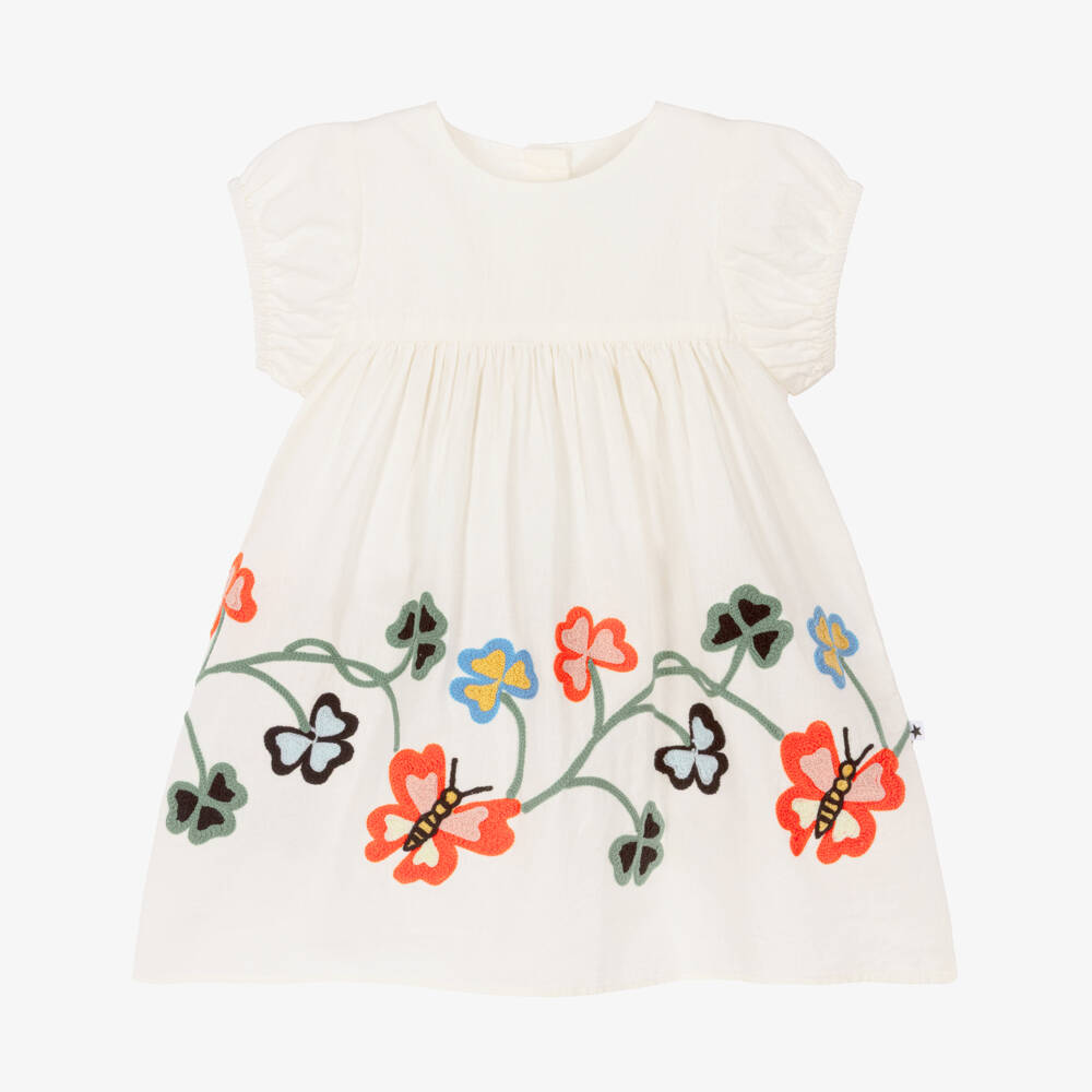 Molo-Кремовое платье с цветочным узором для девочек | Childrensalon Outlet
