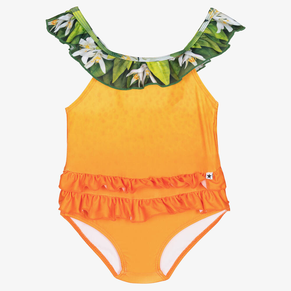 Molo - Baby Girls Orange Swimsuit (UPF50+) | Childrensalon
