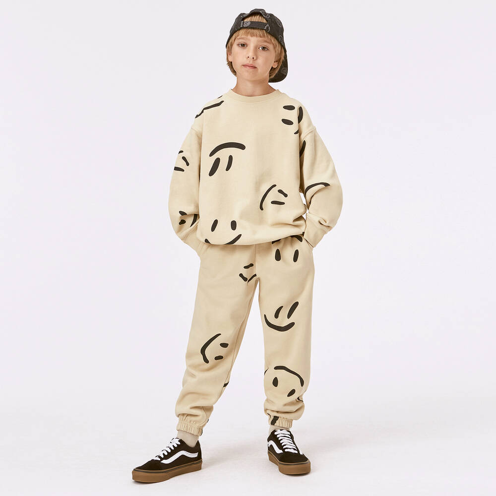 Molo-Beige & Black Organic Cotton Joggers | Childrensalon Outlet