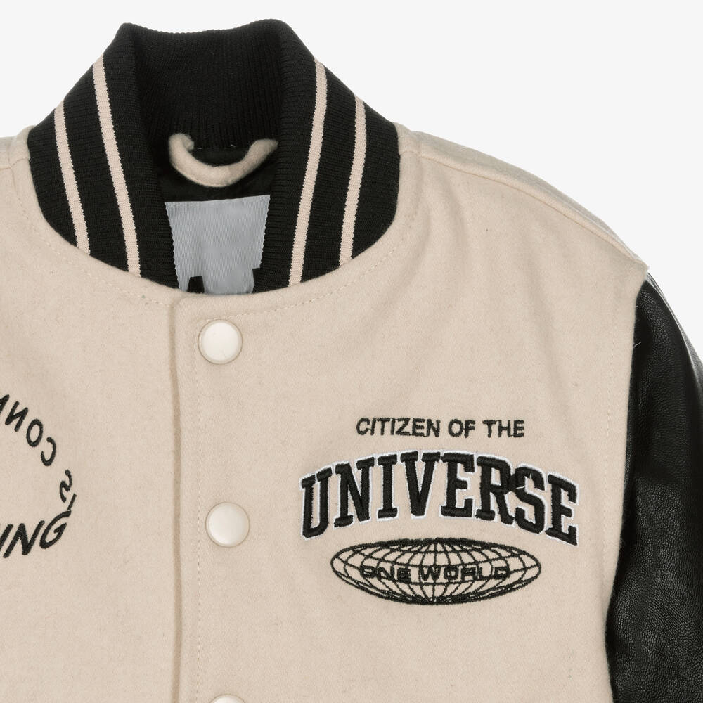 Molo Blouson universitaire beige et noir