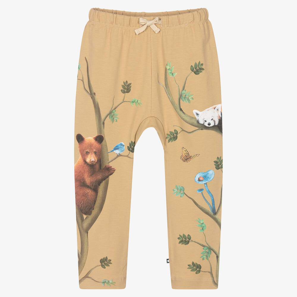 Molo - Pantalon beige en coton animaux | Childrensalon
