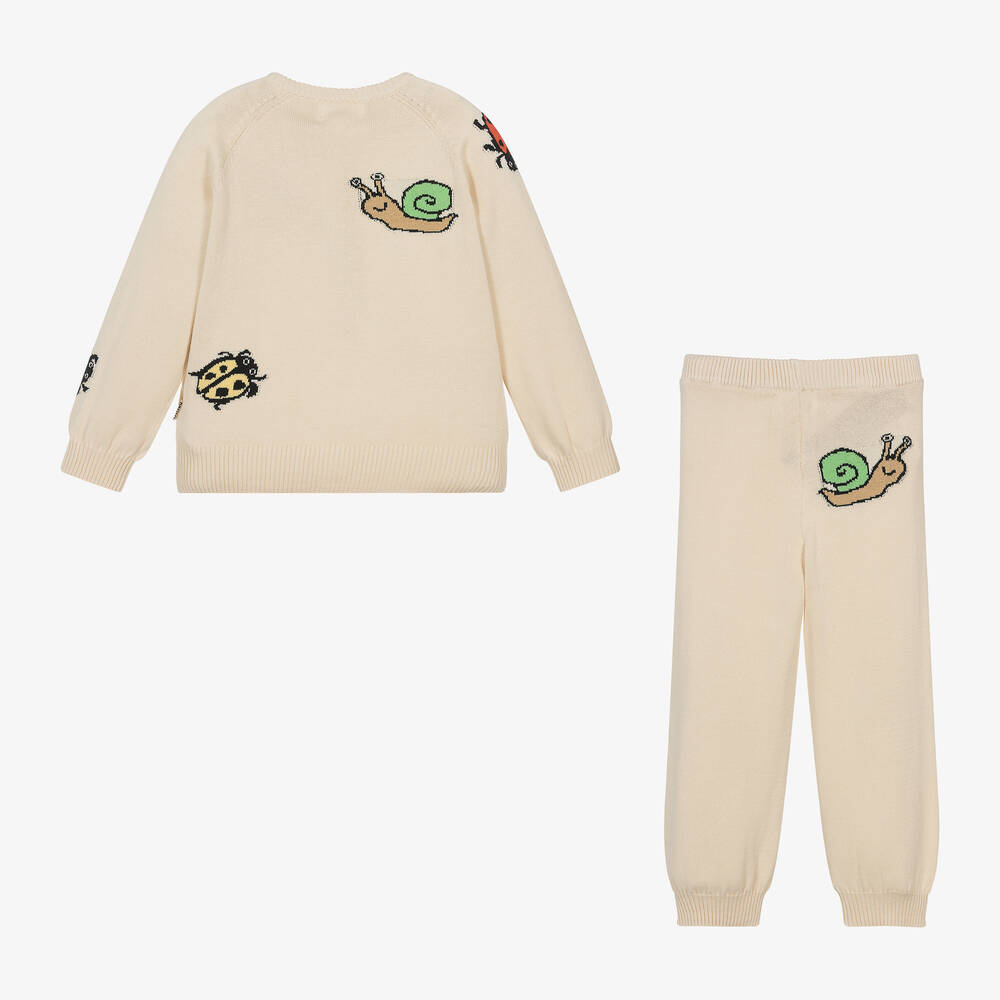 Molo-Beige Cotton Knit Trouser Set | Childrensalon Outlet