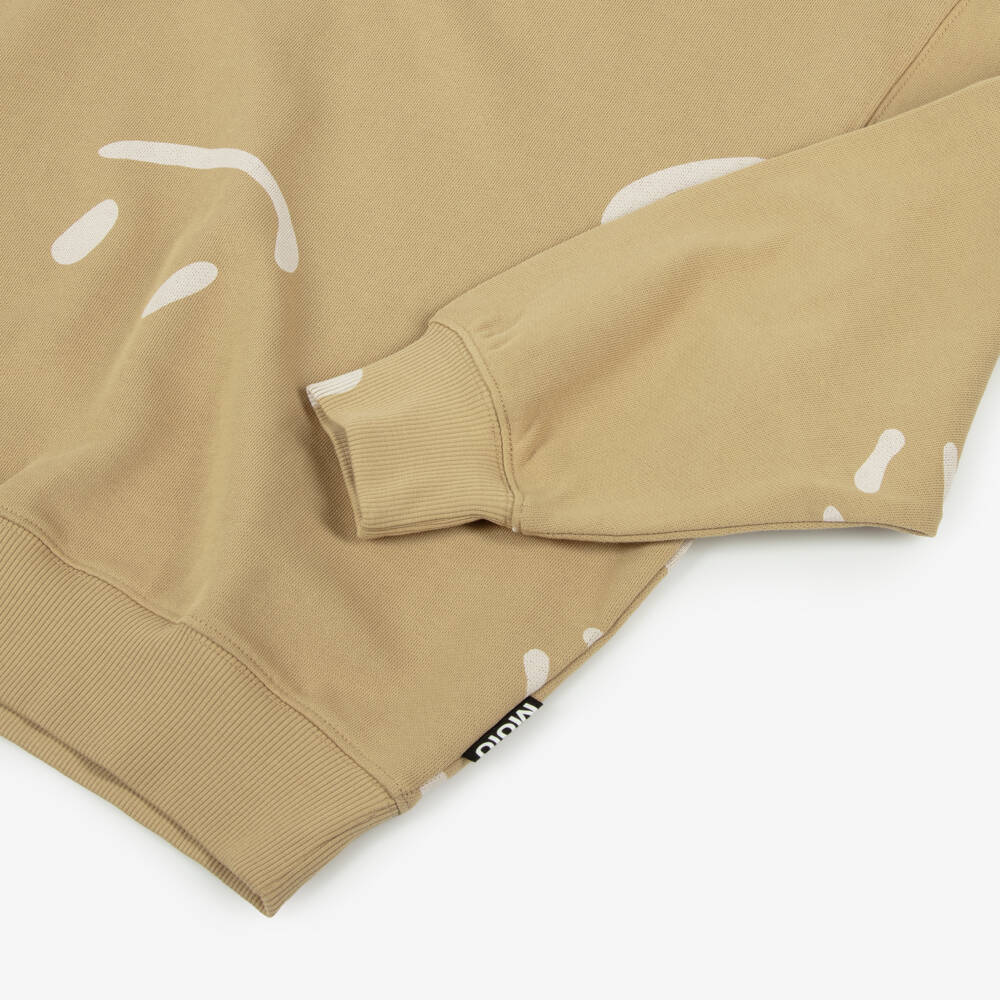 Molo-Beige Cotton Smiling Face Sweatshirt | Childrensalon Outlet