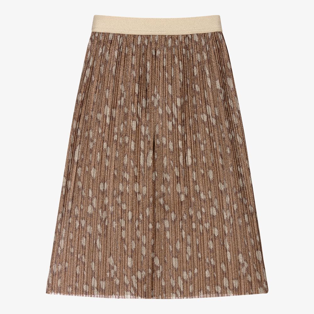 Molo-Beige Deer Print Pleated Skirt | Childrensalon Outlet