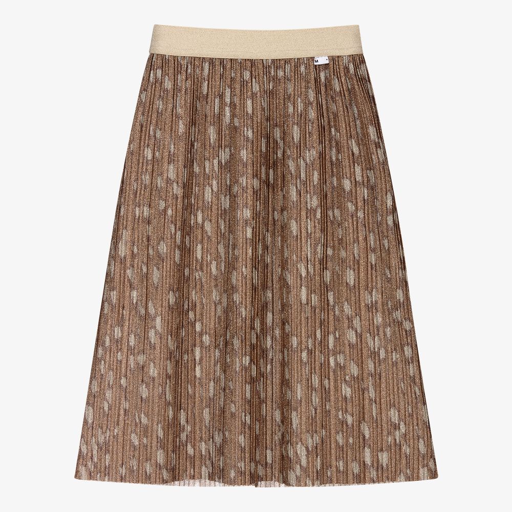 Molo - Beige Deer Print Pleated Skirt | Childrensalon