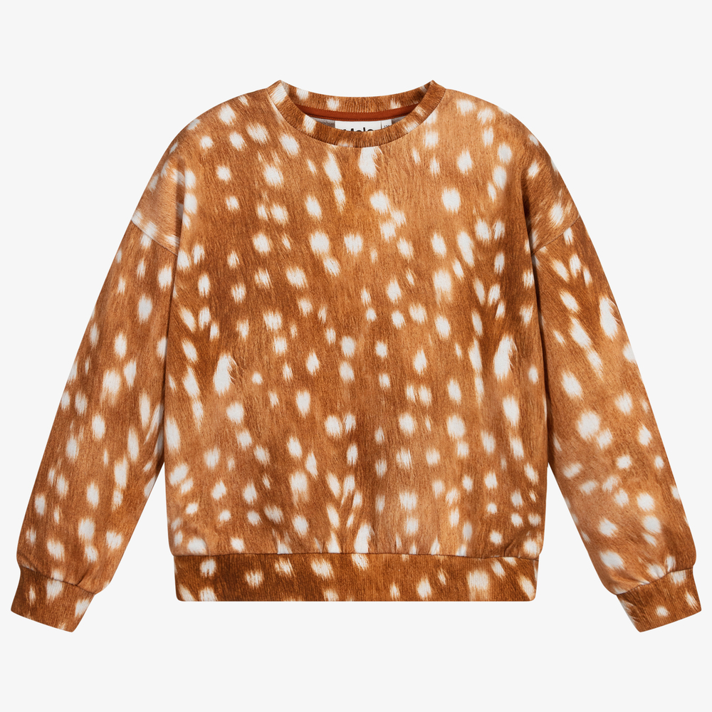 Molo - Beige Deer Print Sweatshirt | Childrensalon
