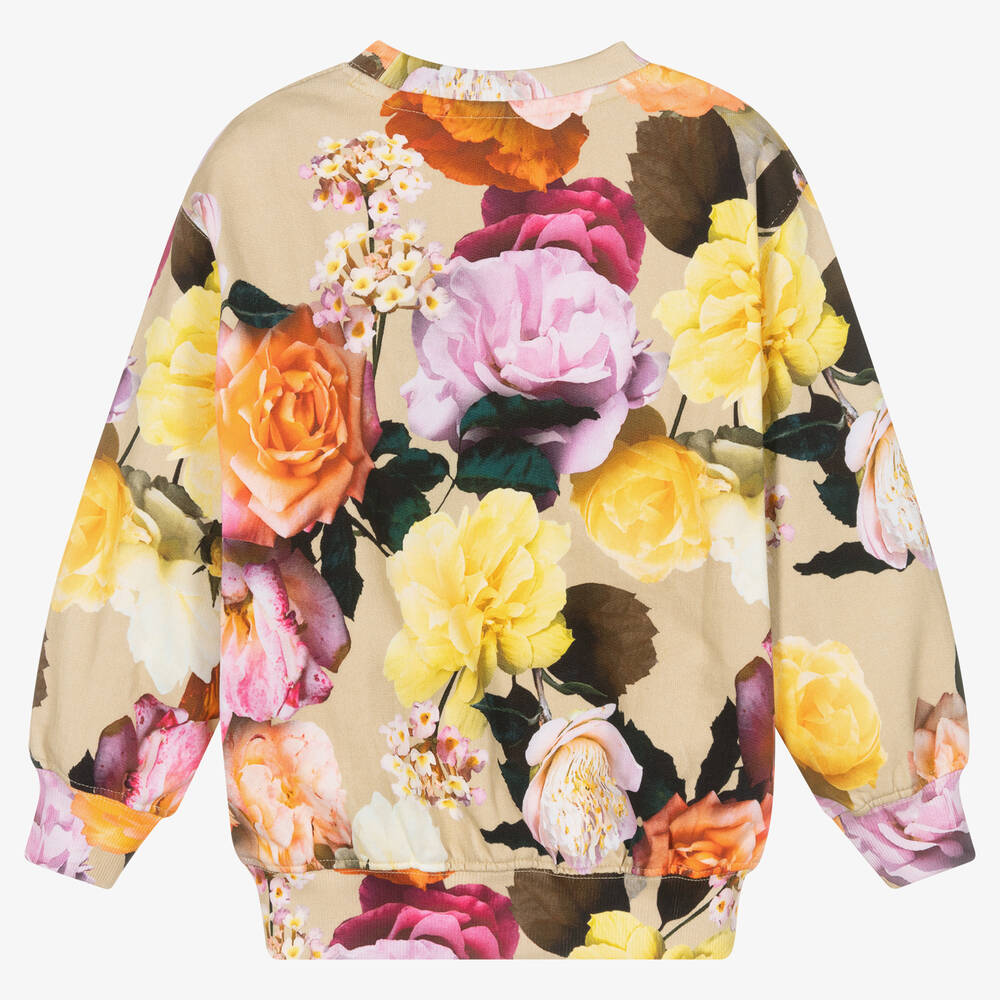 Molo-سويتشيرت قطن عضوي لون بيج بطبعة ورود للبنات | Childrensalon Outlet