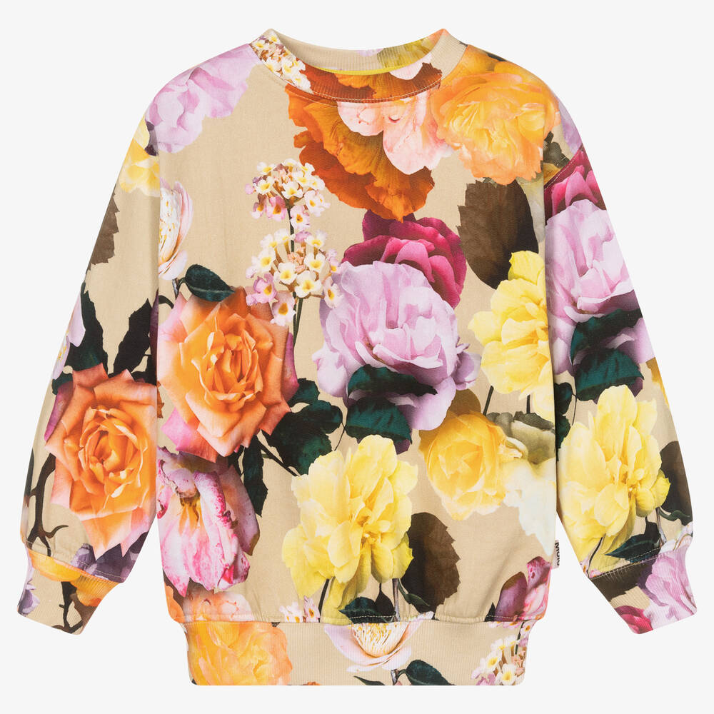 Molo-Beige Floral Organic Cotton Sweatshirt | Childrensalon Outlet