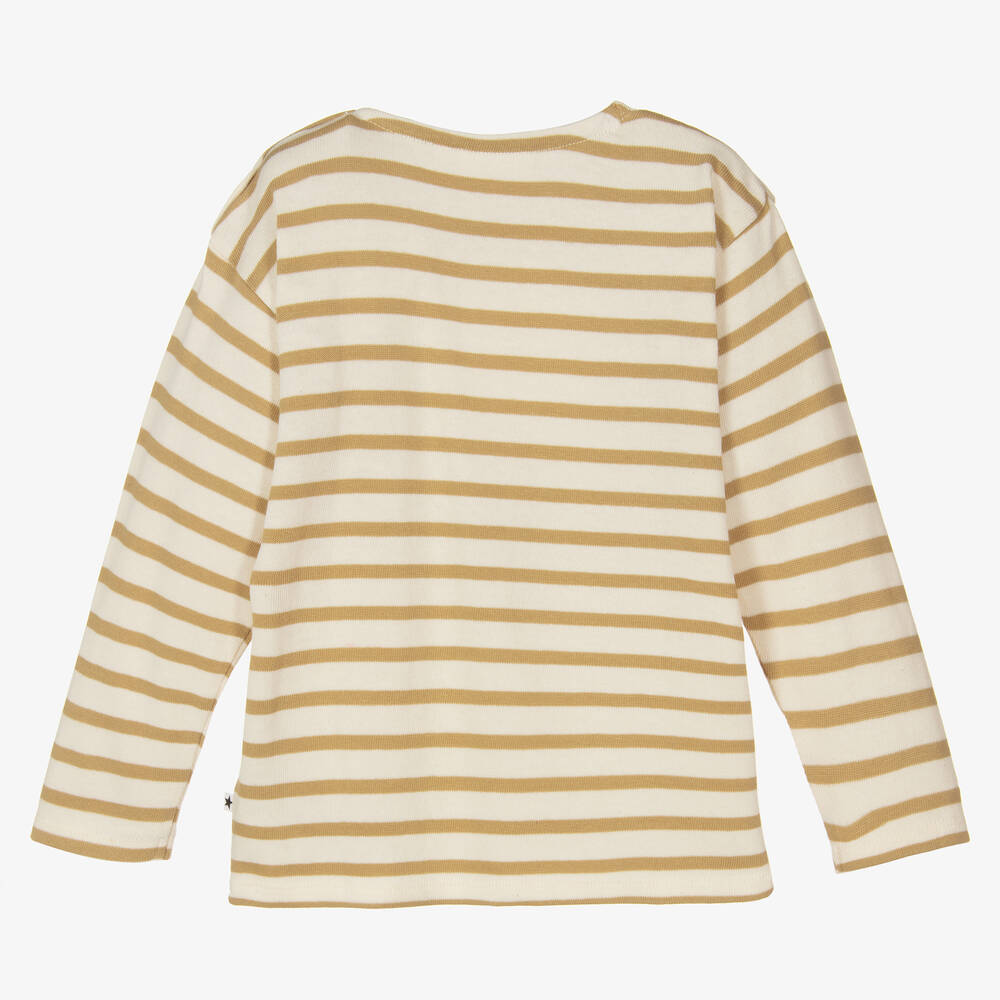 مولو-كنزة قطن عضوي محبوك مقلم لون بيج وعاجي للأطفال | Childrensalon Outlet