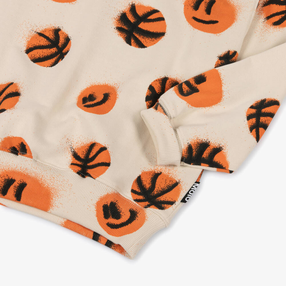 Molo-Beige Organic Cotton Basketball Sweatshirt | Childrensalon Outlet