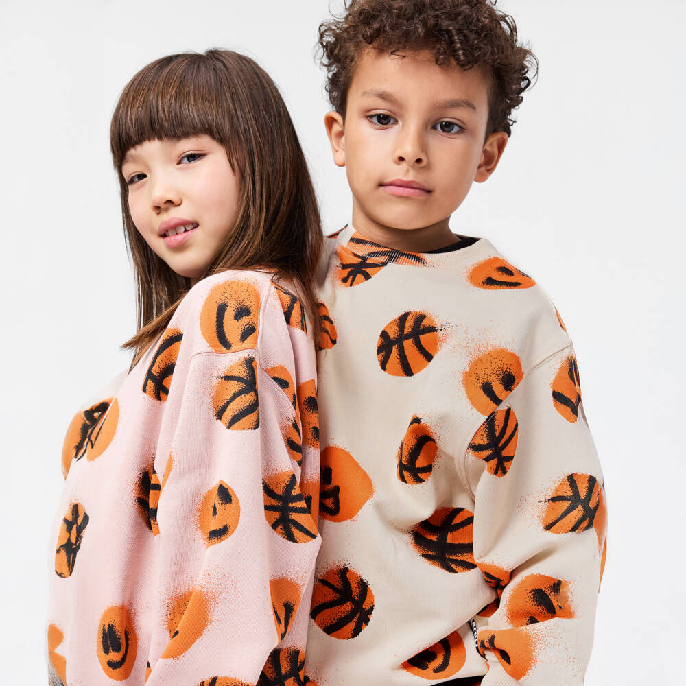 Molo-Beige Organic Cotton Basketball Sweatshirt | Childrensalon Outlet
