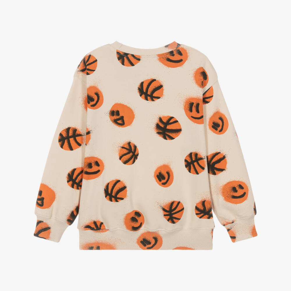 Molo-Beige Organic Cotton Basketball Sweatshirt | Childrensalon Outlet
