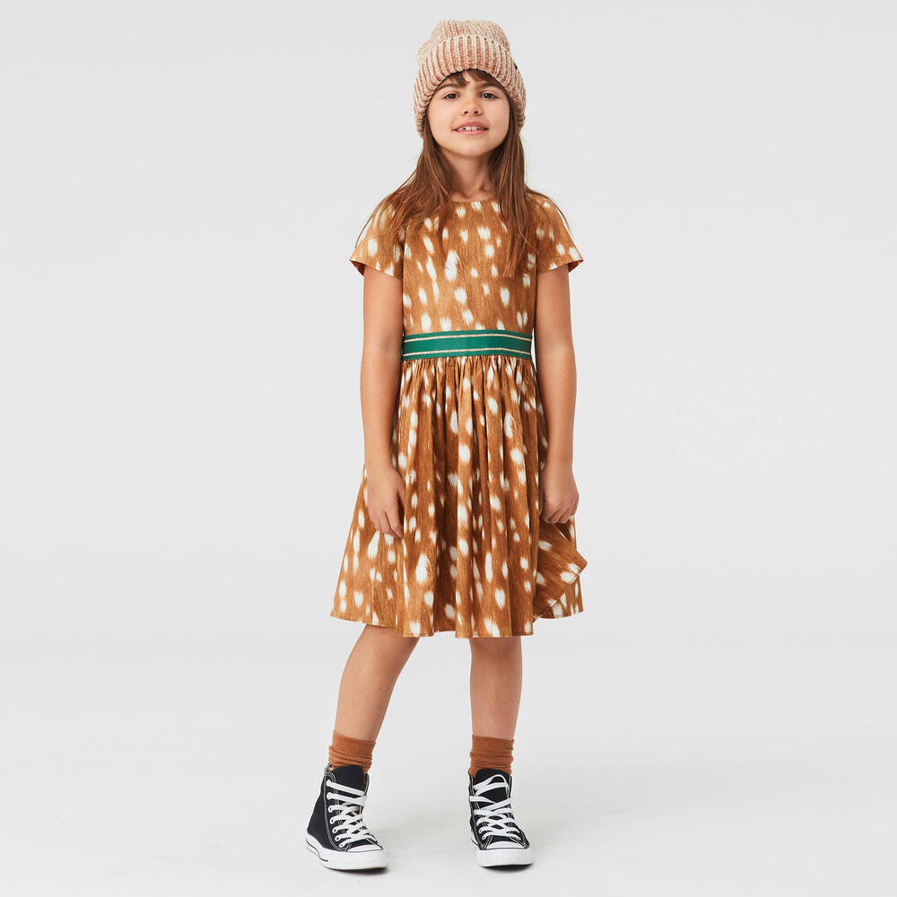 Molo-فستان قطن عضوي جيرسي لون بيج وعاجي | Childrensalon Outlet