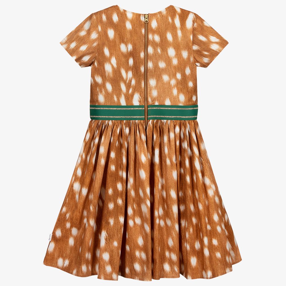 Molo-فستان قطن عضوي جيرسي لون بيج وعاجي | Childrensalon Outlet