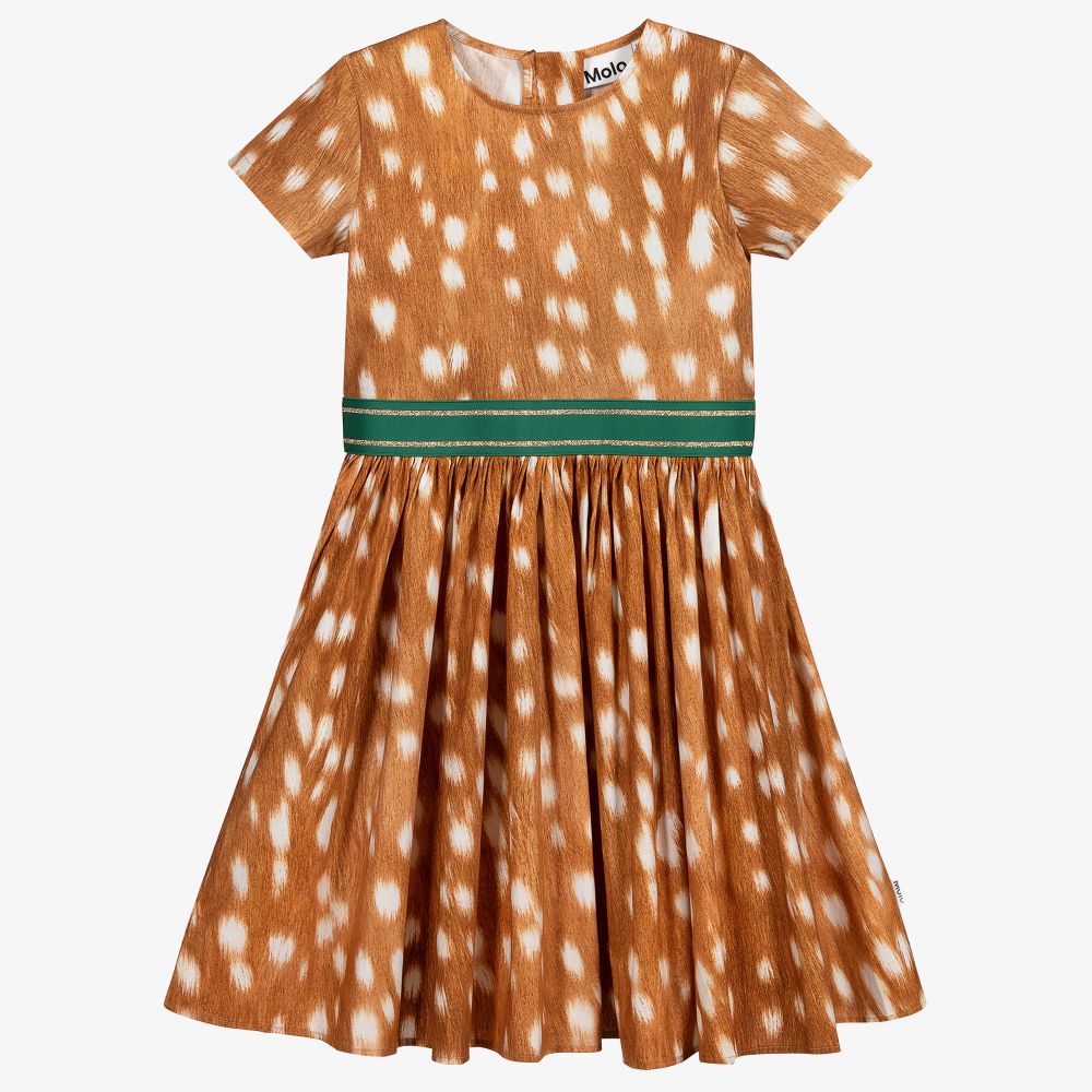 Molo-فستان قطن عضوي جيرسي لون بيج وعاجي | Childrensalon Outlet