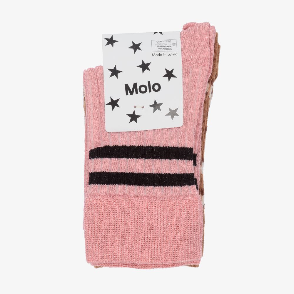 Molo-Beige & Pink Socks (2 Pack) | Childrensalon Outlet