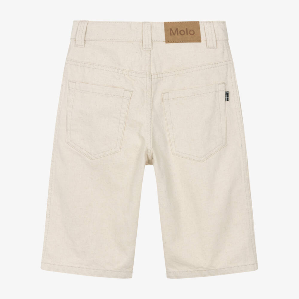 Molo-Beige Relaxed Fit Denim Shorts | Childrensalon Outlet