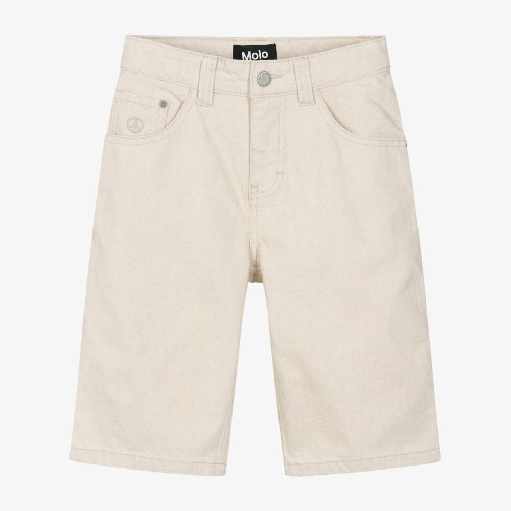 Molo-Beige Relaxed Fit Denim Shorts | Childrensalon Outlet