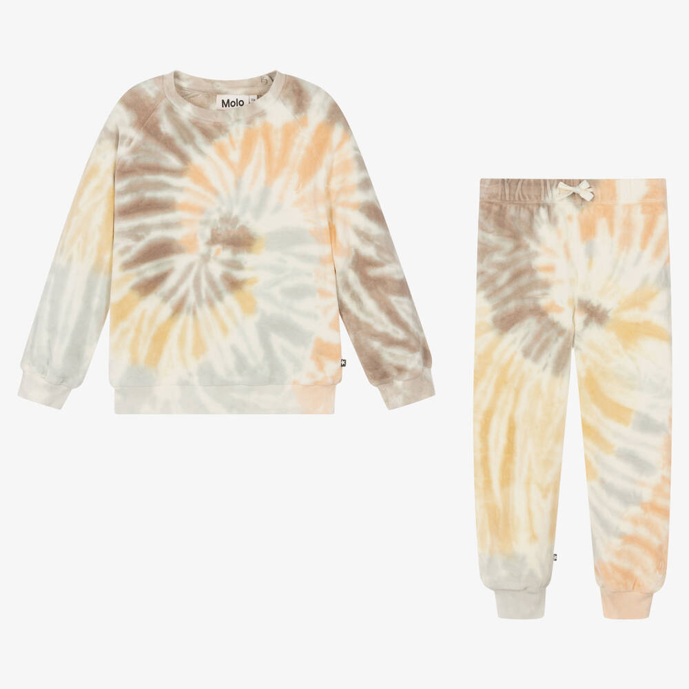 Molo Beige Tie Dye Velour Tracksuit Childrensalon Outlet