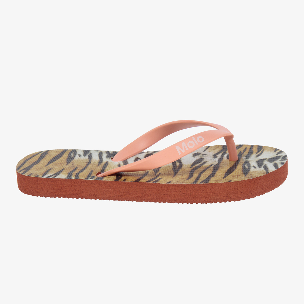 Tiger print top flip flops