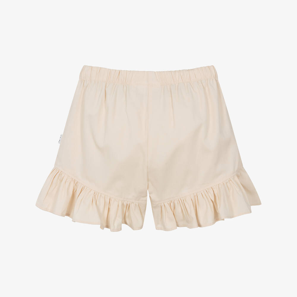 Molo-Beige Twill Ruffle Girl Shorts | Childrensalon Outlet