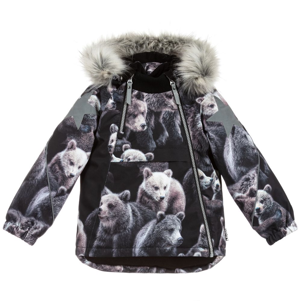 Molo - Черная лыжная куртка с медведями | Childrensalon