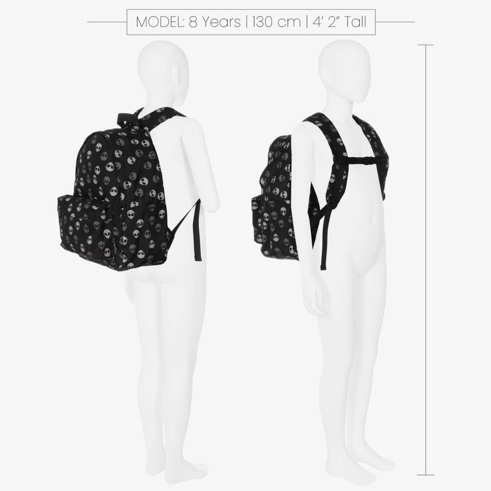 Molo-Black Canvas Alien Faces Backpack (42cm) | Childrensalon Outlet
