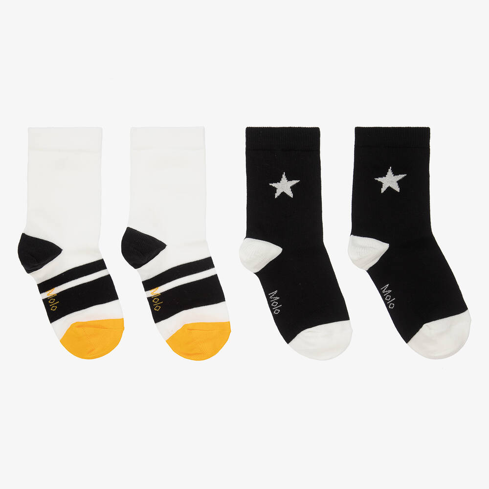 Molo - Black Cotton Socks (2 Pack) | Childrensalon