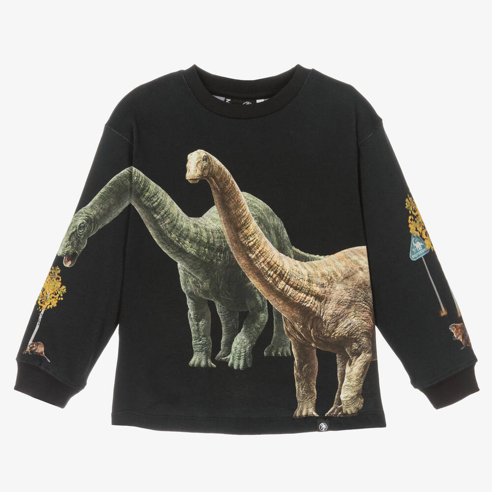 Molo - Black Dinosaur Print Top | Childrensalon