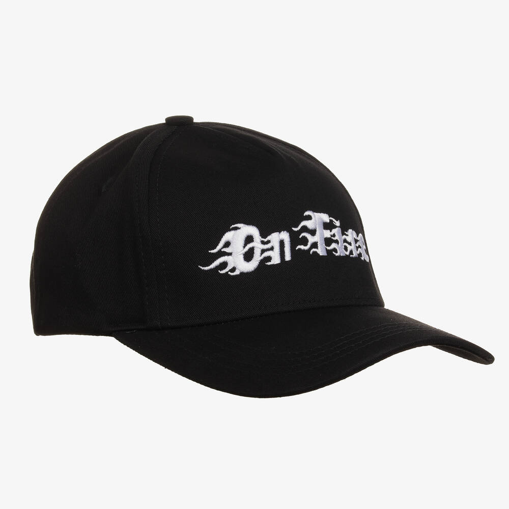 Molo- Black Embroidered Cotton Fire Cap | Childrensalon Outlet