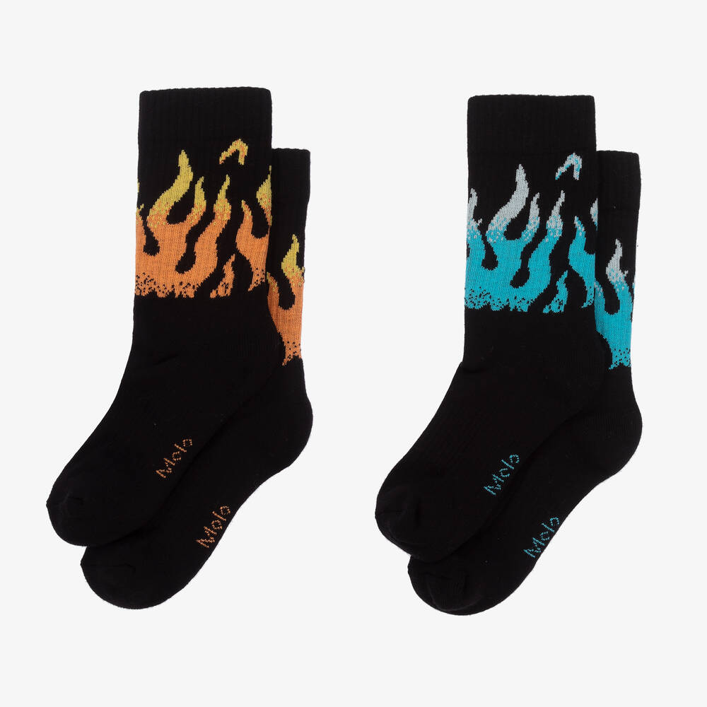 Molo-Black Flame Cotton Socks (2 Pack) | Childrensalon Outlet