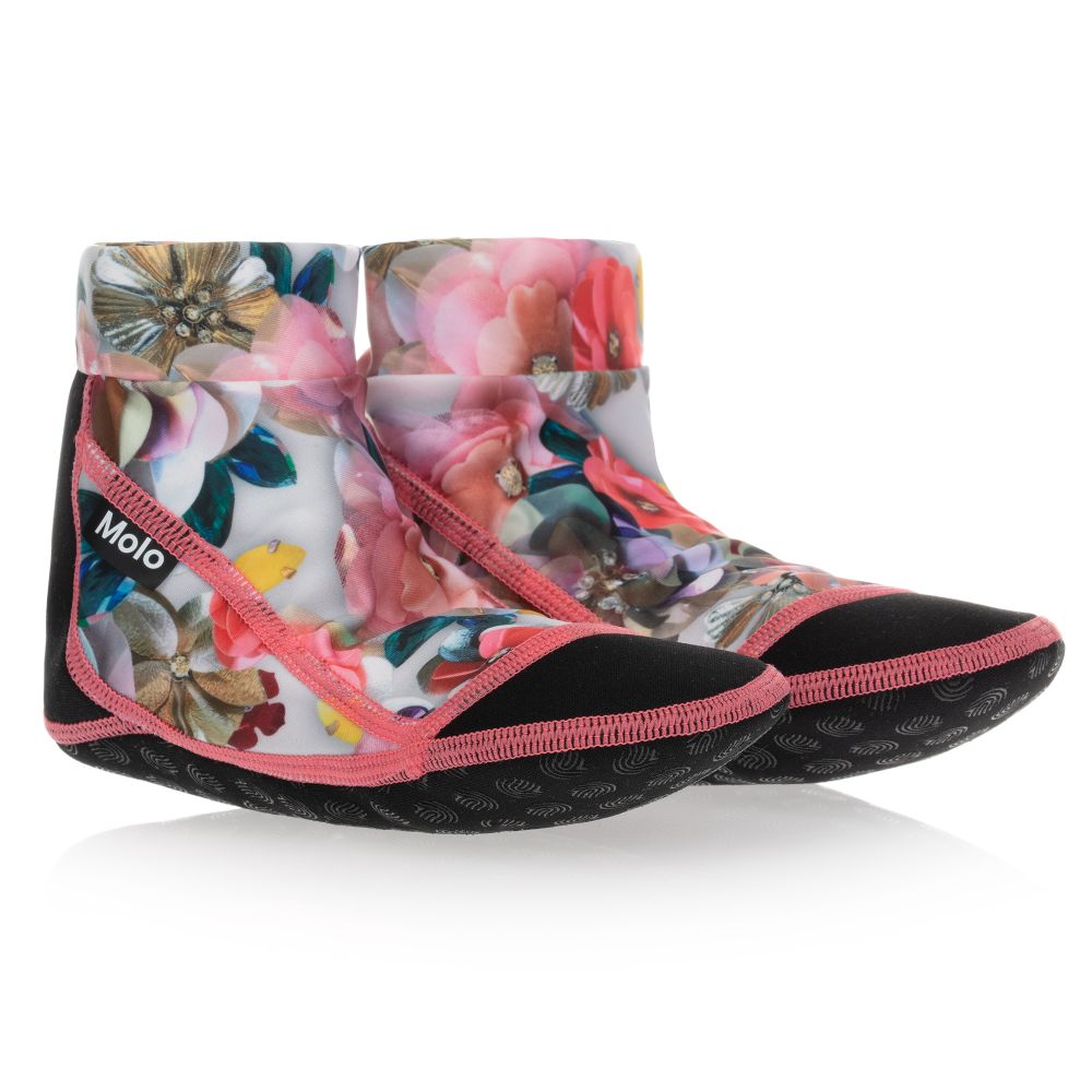 Molo - Black & Floral Pink Aqua Shoes | Childrensalon