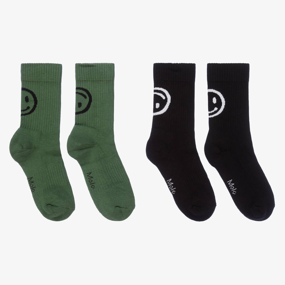 Molo - Black & Green Socks (2 Pack) | Childrensalon