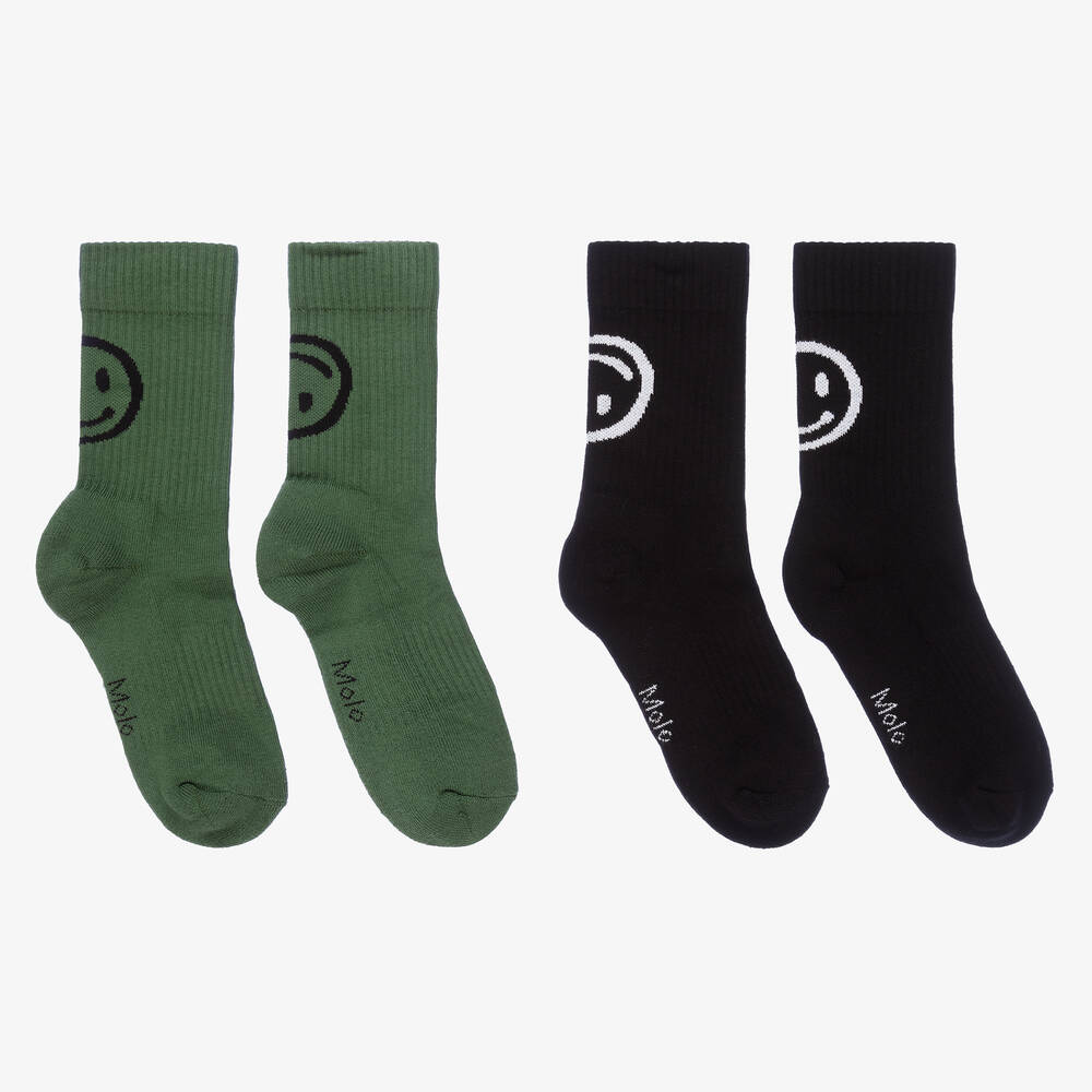 Molo-Black & Green Socks (2 Pack) | Childrensalon Outlet