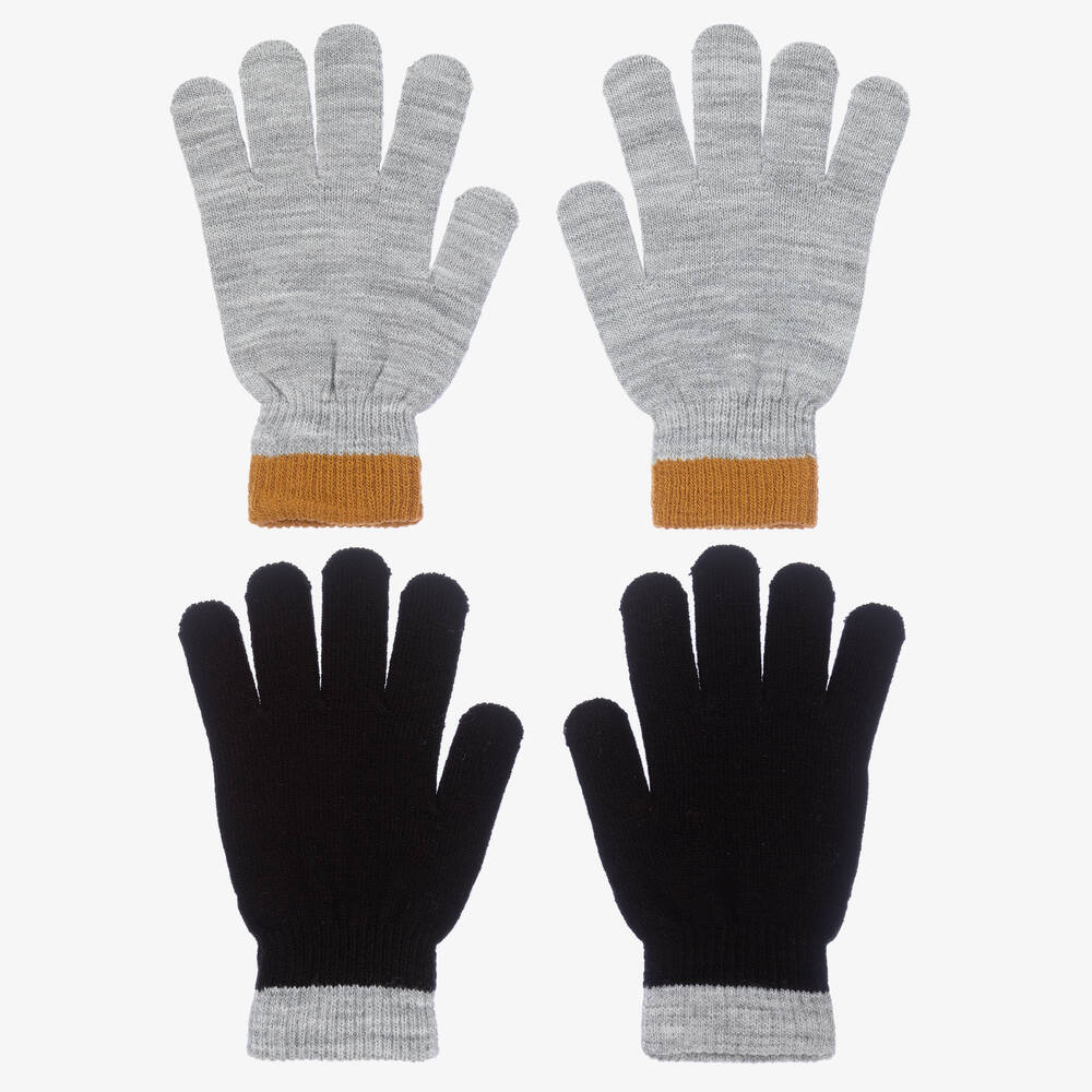 Molo - Lot de 2 paires de gants noirs et gris  | Childrensalon