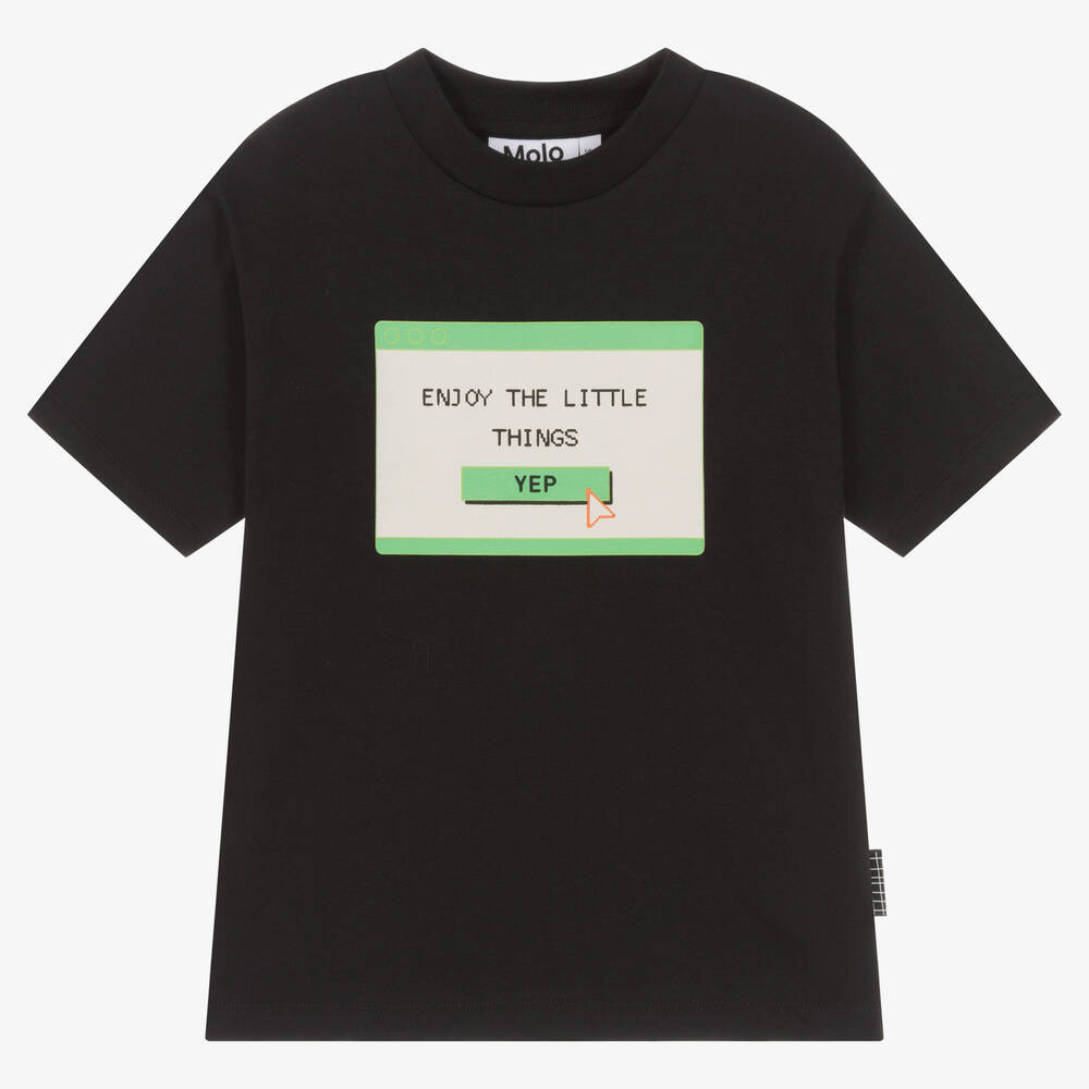 Molo - Black Organic Cotton Graphic T-Shirt | Childrensalon