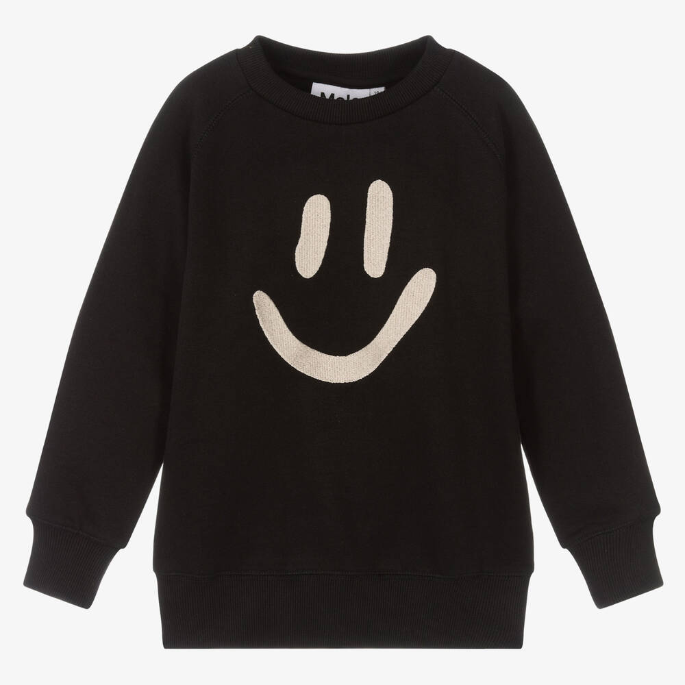 Molo - Black Organic Cotton Happy Face Sweatshirt | Childrensalon