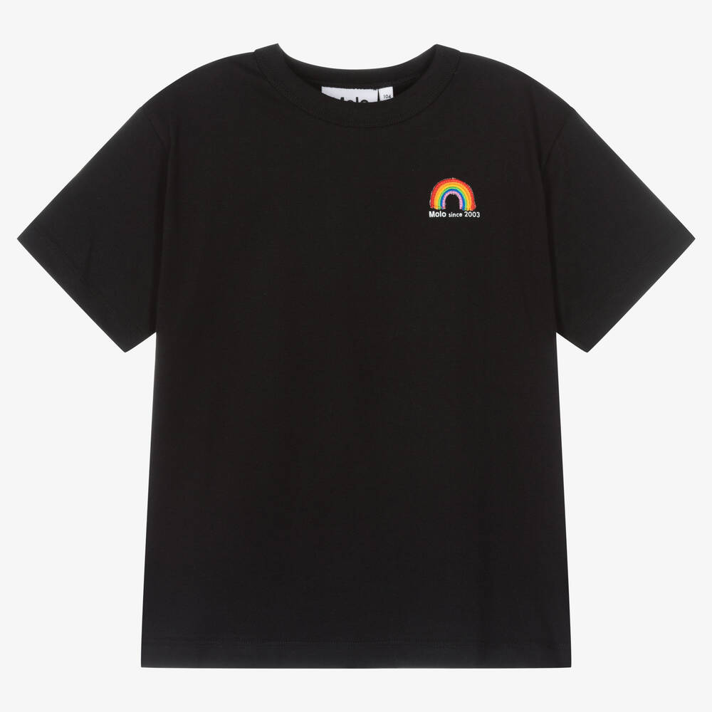 Molo - Schwarzes Regenbogen-Bio-T-Shirt | Childrensalon